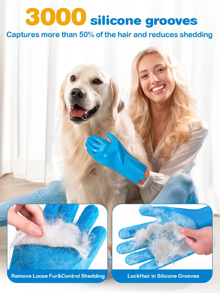 6PCS Pet Grooming Kit Silicone Dog Bath Brush Dog Toothbrush Finger Pet Grooming Gloves for Dog Cat Bathing Massaging & Grooming
