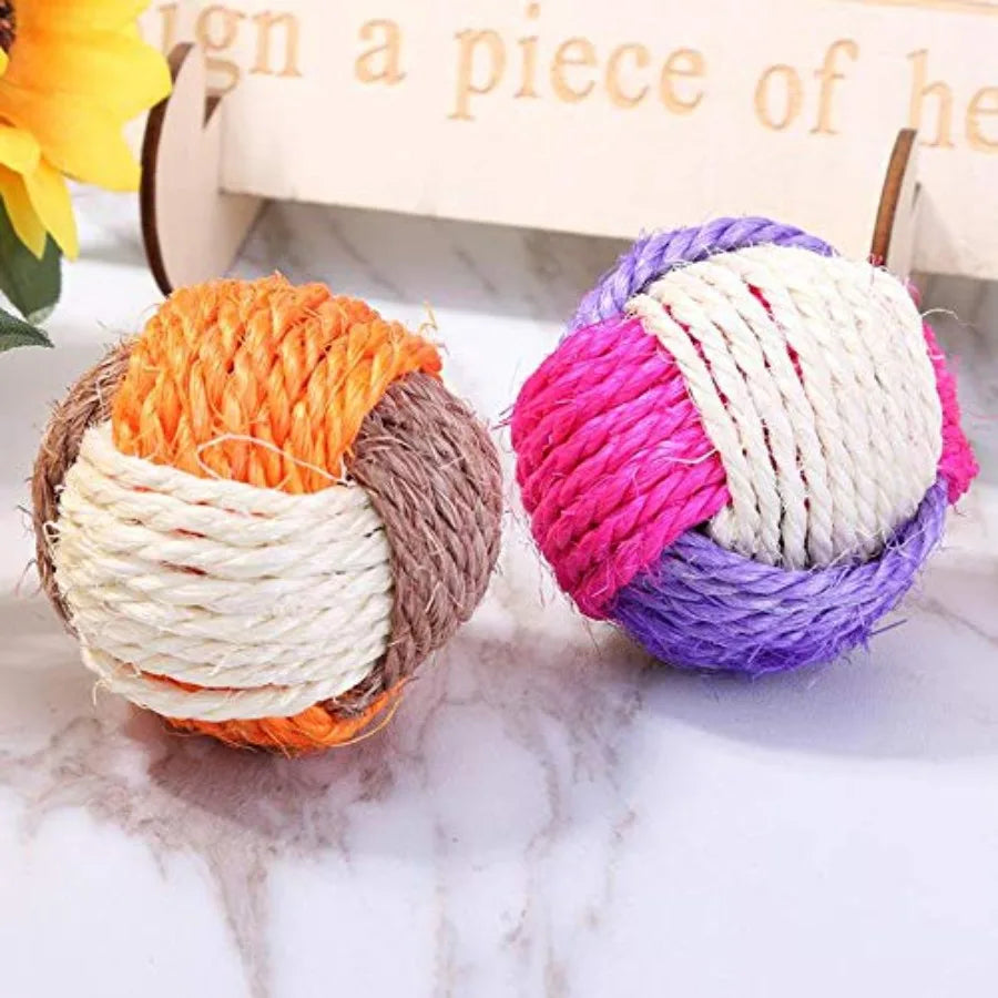 3Pcs Cat Toy Sisal Ball Pet Scratching Ball Chew EcoFriendly Toy Pets Interactive Toy Bite and Wear Resistant Random Color