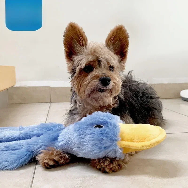Interactive Squeaky Dog Chew Toy for Chewers Small Medium Large Dogs Crinkle Duck (Yellow) Large