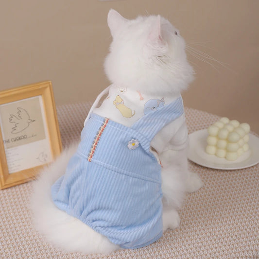 HOOPET Winter Cat Overalls with Plush Dog Jacket Warm Coat for Cat Chihuahua Cat Costume Soft Fleece Pet Clothes Pet Supplies