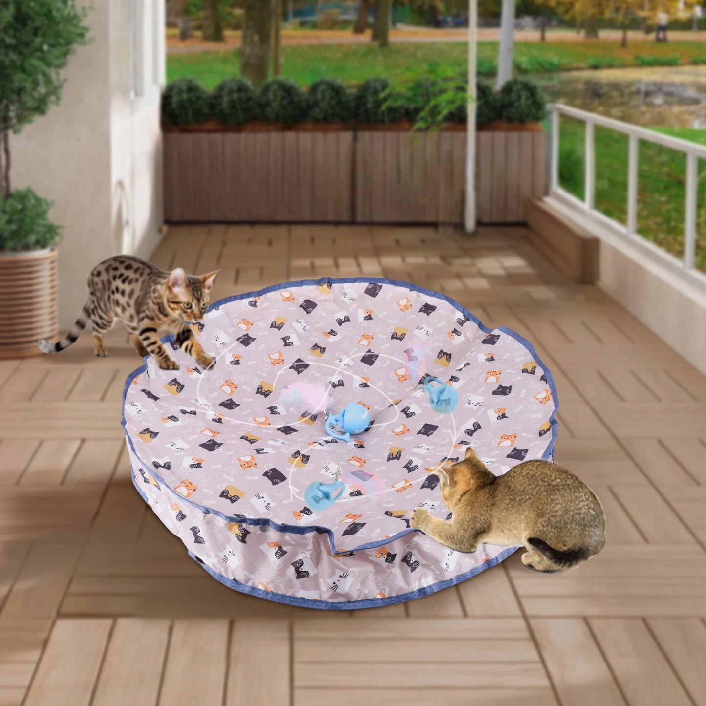 Interactive Cat Toy Ball Fast Rolling in Pouch Bite Resist Mouse Catching Game for Indoor Cats Motion Activate Chirping Cat Toy