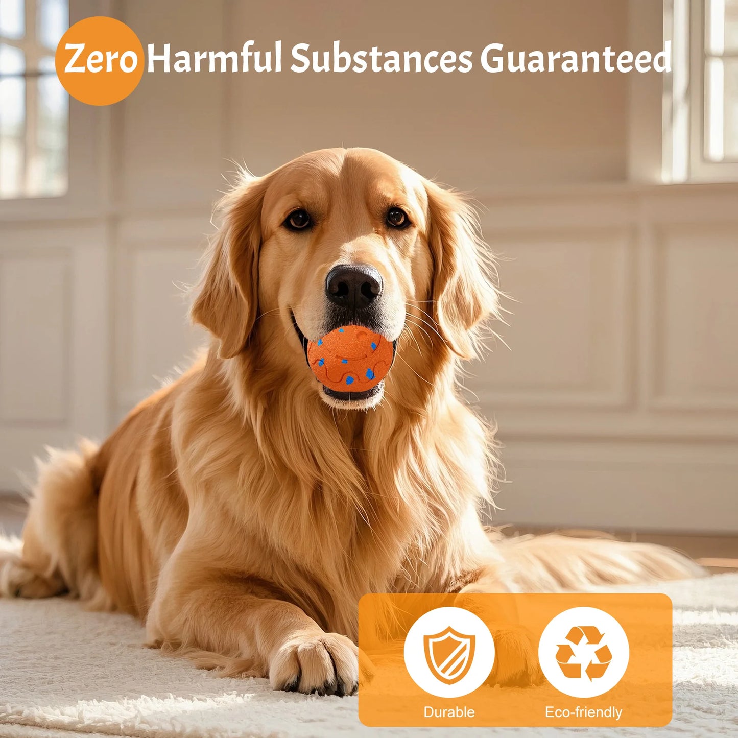Interactive Dog Ball Auto Rolling - Interactive Dog Toys for Aggressive Chewers - Bouncy & Throwable, Type-C Rechargeable