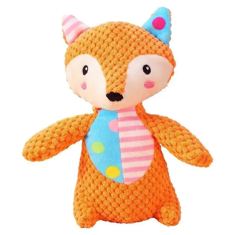 Pet Plush Toy Cat Dog Interactive Teething Toys Cute Animal Style Bite Resistant Squeaky Teeth Cleaning Chew Toy Pet Supplies
