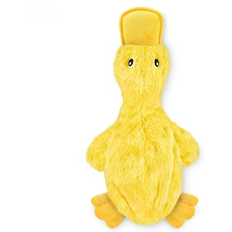 Interactive Squeaky Dog Chew Toy for Chewers Small Medium Large Dogs Crinkle Duck (Yellow) Large