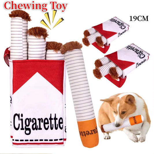 Cigarettes Dog Toy Imitation Cigar Chew Toy Interactive Plush Dog Chew Toy Funny Stuffed Dog Toys Novelty for Chewing Teething