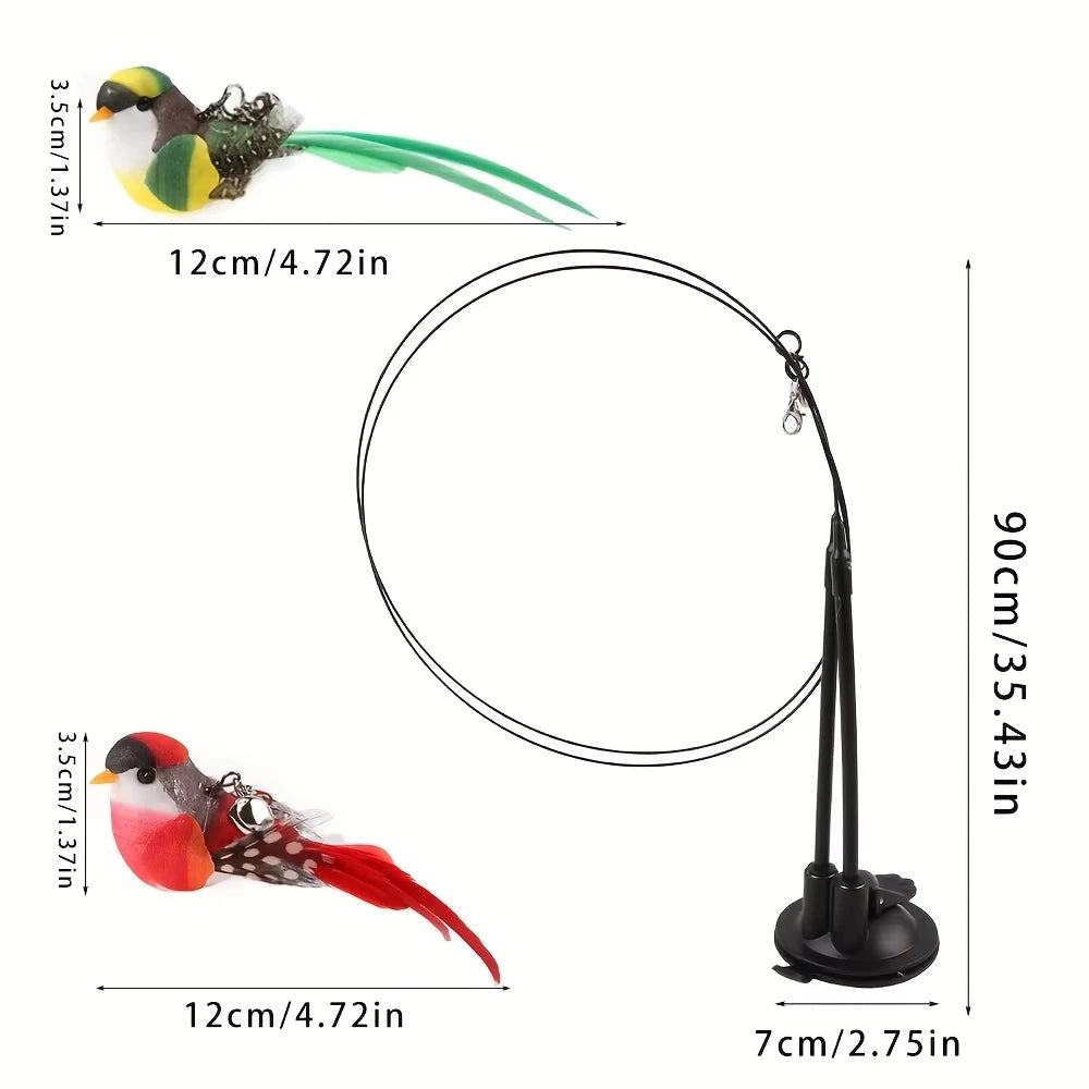 Interactive Cat Wand - Non-slip suction cup base and double-locking grip design, no batteries required, suitable for indoor and