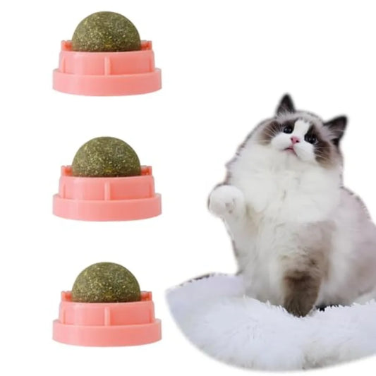 Pink Catnip Ba for Cats 3PCS Wall Catnip Toys Edible Cat Toys for Cat Lick Safe Healthy Kitten Chew Toys Teeth Cleaning Dental