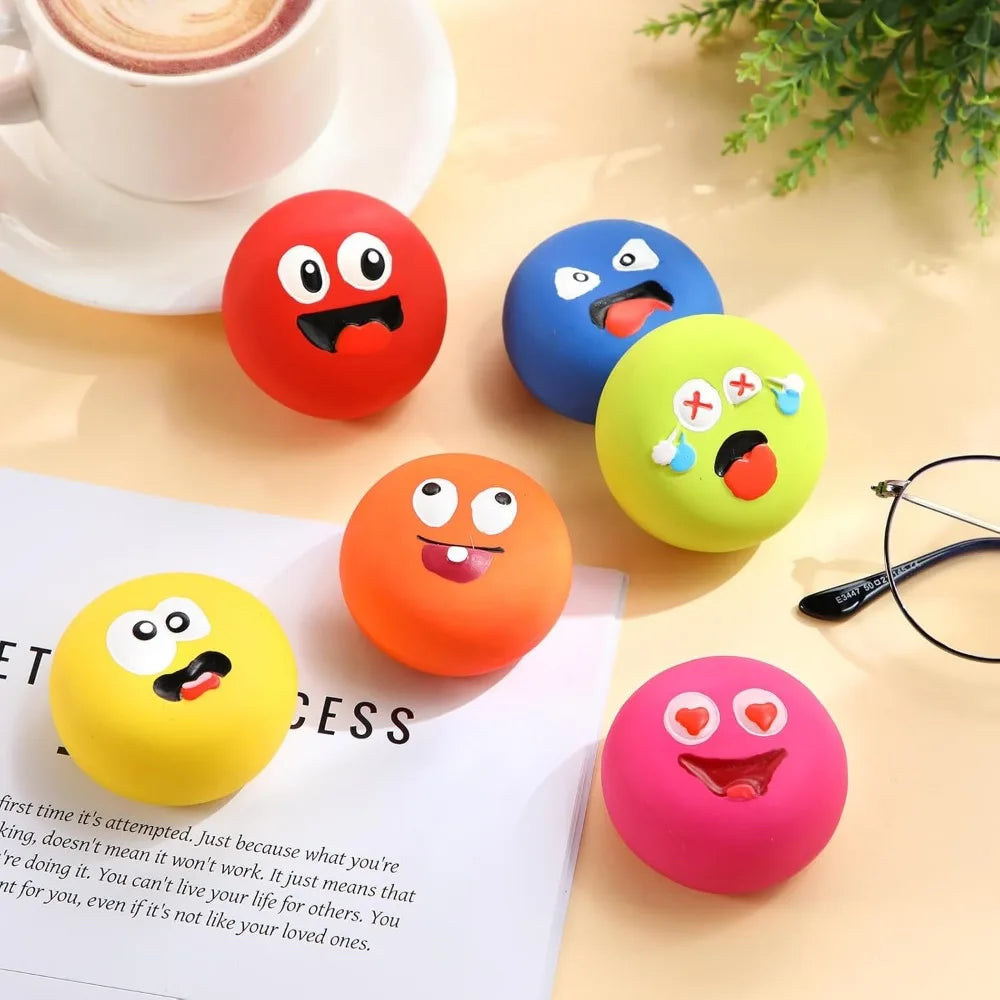 Hungdao 24 Pcs Dog Squeaky Toys for Small Breeds Face Soft Latex Rubber Squeaky Dog Balls Bulk Fetch Play Balls Puppy Toys for M