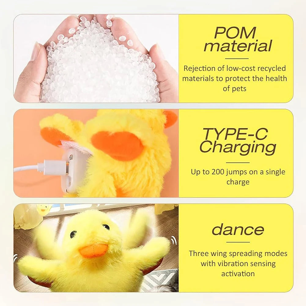 Flapping Wings Duck Cat Toy Rechargeable Cat Exercise Plush Duck with Lifelike Quack Chirping Interactive Cat Kicker Toys
