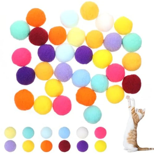 60 Pcs Cat Toy Ba 1inch Colorful Cat Pom Pom Ba Soft Interactive Cat Ba Cat Play Toy Cat Exercise Toys Cats Interactive Playing