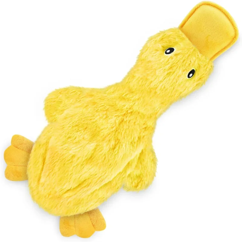 Interactive Squeaky Dog Chew Toy for Chewers Small Medium Large Dogs Crinkle Duck (Yellow) Large