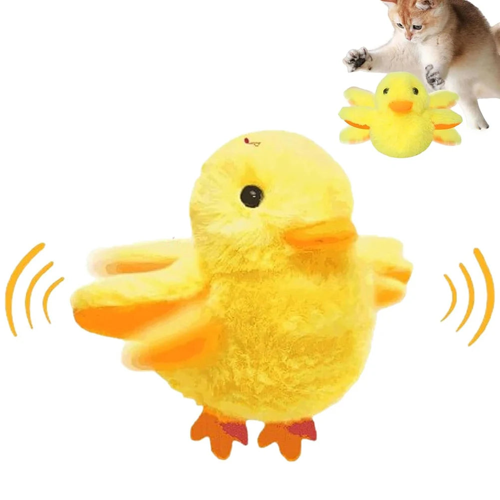 Flapping Wings Duck Cat Toy Rechargeable Cat Exercise Plush Duck with Lifelike Quack Chirping Interactive Cat Kicker Toys